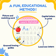 A fun, educational method: picture, capital letters, lowercase letters and grooves
